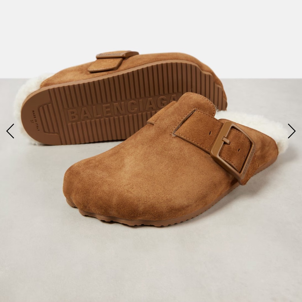 BALENCIAGA Sunday shearling-lined suede mules size 37, NWT